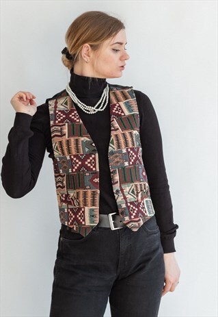 VINTAGE 80S FESTIVAL VEST IN GOBELIN