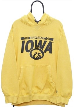 Vintage NCAA Iowa Hawkeyes Graphic Yellow Hoodie Mens