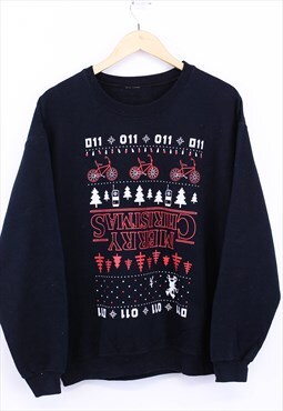 Vintage Merry Christmas Aztec Sweatshirt Black With Pattern