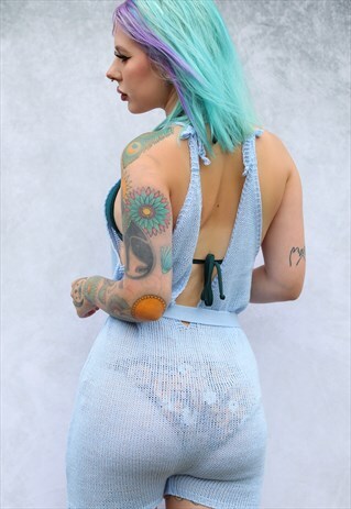 BEAU BABY BLUE LOOSE BEACH ROMPER