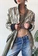 VINTAGE Y2K 00'S BLACK CREAM SPLATTER LEATHER ZIP UP JACKET