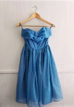 Vintage 1950s Mid Century Baby Blue Cocktail Prom Dress
