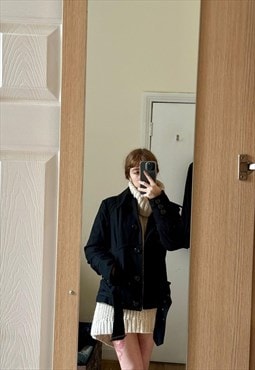 Vintage 90s mini black winter coat traditional style jacket 