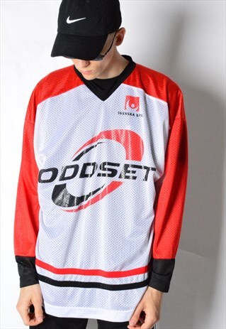 VINTAGE 90S WHITE COLOUR BLOCK HOCKEY JERSEY SHIRT