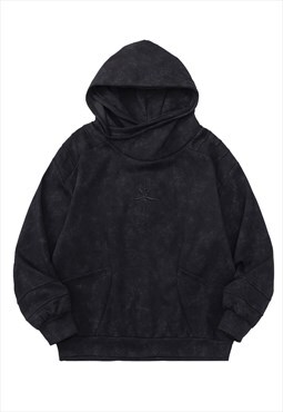 Utility hoodie Japanese style pullover raised neck cyber top