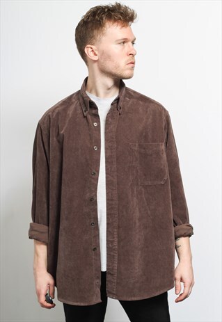 VINTAGE CORDUROY CORD SHIRT BROWN