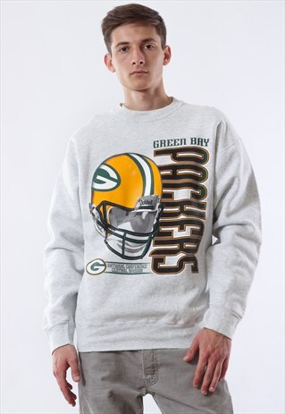 VINTAGE GREENBAY PACKERS NFL CREW NECK 90S GREY