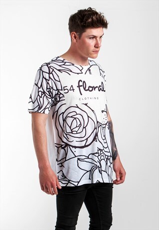 SUB FLORAL FLOWER GRAPHIC T-SHIRT - WHITE