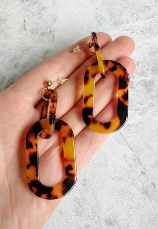 GEOMETRIC TORTOISESHELL RETRO ACRYLIC EARRINGS