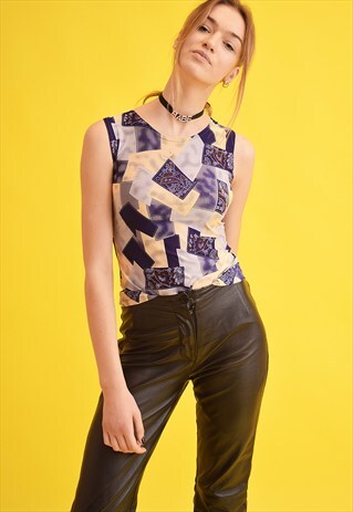 90'S RETRO KITSCH ABSTRACT PRINT TEEN TOP