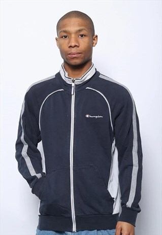 VINTAGE CHAMPION FULL ZIP LOGO SWEATSHIRT BLUE