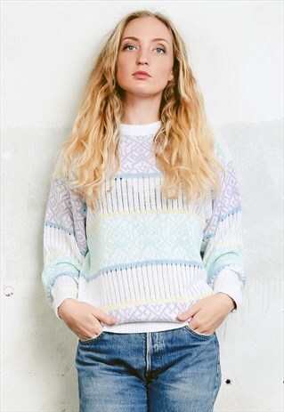 VINTAGE 80S PASTEL STRIPE JUMPER