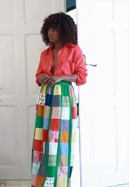 Vintage bohemian patchwork long skirt