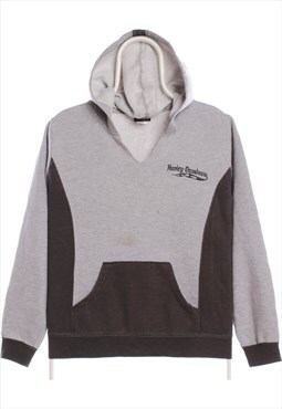 Harley Davidson 90's Pullover Spellout Hoodie Large Grey