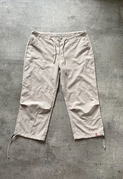Vintage Y2K 00s low waist parachute capri pants in beige