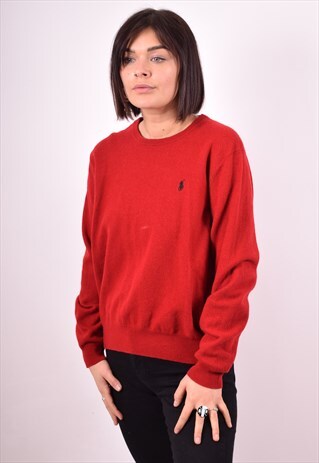 POLO RALPH LAUREN WOMENS VINTAGE JUMPER SWEATER XL RED 90S