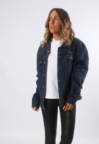 DENIM JACKET OVERSIZED FITTED VINTAGE UK 16 (BF4L)