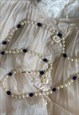 VINTAGE PEARL NECKLACE & SAPPHIRE BEADS