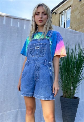 LIGHT WASH DENIM DUNGAREE SHORTS