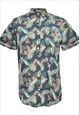 Vintage Tropical Teal Blue Hawaiian Shirt - M