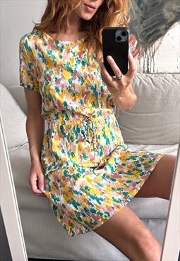 Retro Abstract summer Mini Casual Dress - One size