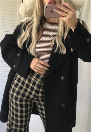 THE MOST INCREDIBLE VINTAGE 80S BLACK REAL WOOL JACKET