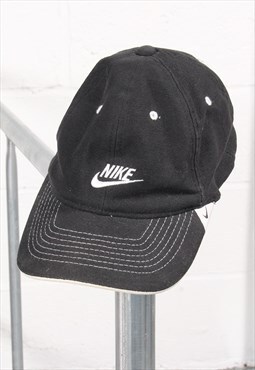 Vintage Nike Cap in Black Swoosh Tick Baseball Hat L/XL