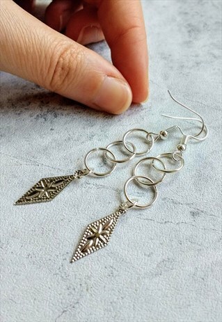 LINKED HOOP DIAMOND EARRINGS
