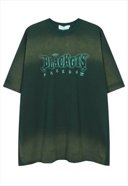 Tie-dye t-shirt gradient tee grunge acid wash top in green