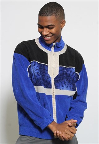 VINTAGE FILA LOGO FLEECE BLUE