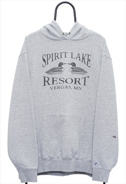 Vintage Spirit Lake Graphic Grey Hoodie Womens