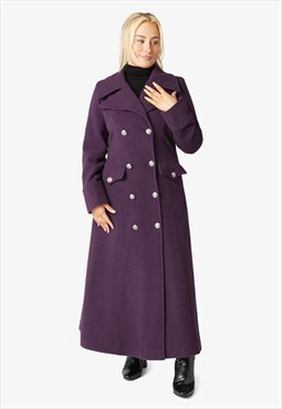 Purple Wool Blend Maxi Coat