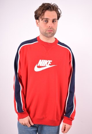 NIKE MENS VINTAGE SWEATSHIRT JUMPER XL RED 90S