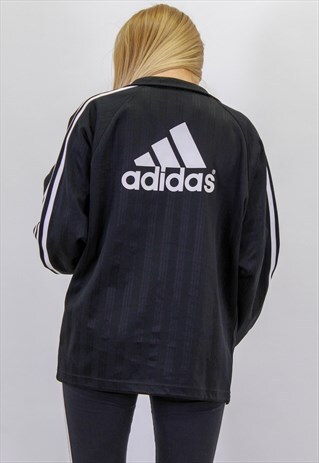 VINTAGE ADIDAS LOGO JACKET IN BLACK MEDIUM
