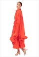 RUFFLE HEM AND SLEEVES OVERSIZED DRESS IN ORANGE