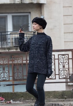 Shiny Lurex Oversized Turtleneck Pullover