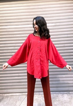 80's Oversize Blouse with Carriage Pattern