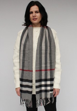 VINTAGE CASHMERE CHECKED SCARF -AS01
