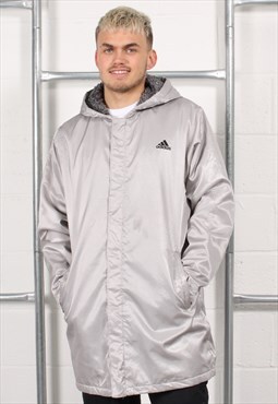 Vintage Adidas Jacket in Silver Windbreaker Rain Coat Medium