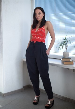 VINTAGE 90'S BLACK HIGH WAISTED TROUSERS
