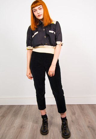 VINTAGE 90'S BLACK VELVET HIGH WAIST TROUSERS