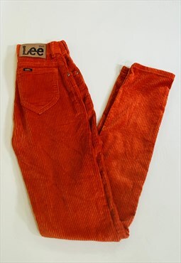 Vintage Rare LEE High Waisted 1970s Orange Corduroy Trousers