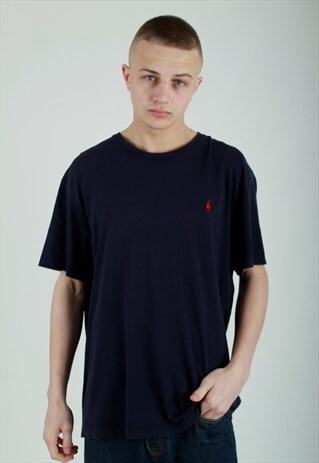 90S POLO RALPH LAUREN NAVY BLUE TSHIRT