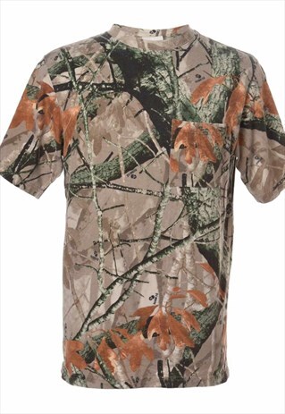 1990S JUNGLE PRINT PRINTED T-SHIRT - M