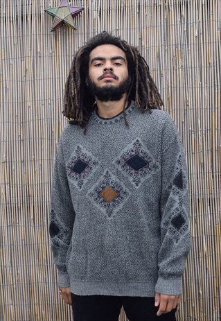 VINTAGE PATTERN TEXTURED RETRO JUMPER