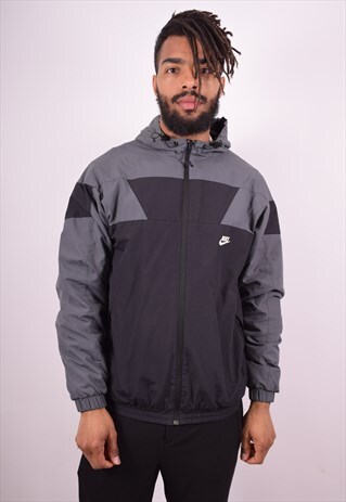 NIKE MENS VINTAGE HOODIE JACKET MEDIUM BLACK 90S