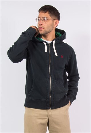 RALPH LAUREN BLACK HOODIE HOODED SWEATSHIRT