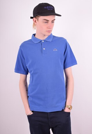 KAPPA MENS VINTAGE POLO SHIRT MEDIUM BLUE 90'S