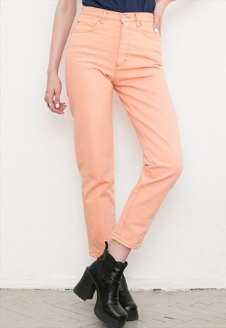 LIGHT PEACH STRAIGHT FIT MOM JEANS