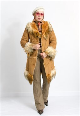 Vintage Penny Lane coat warm winter jacket with faux fur